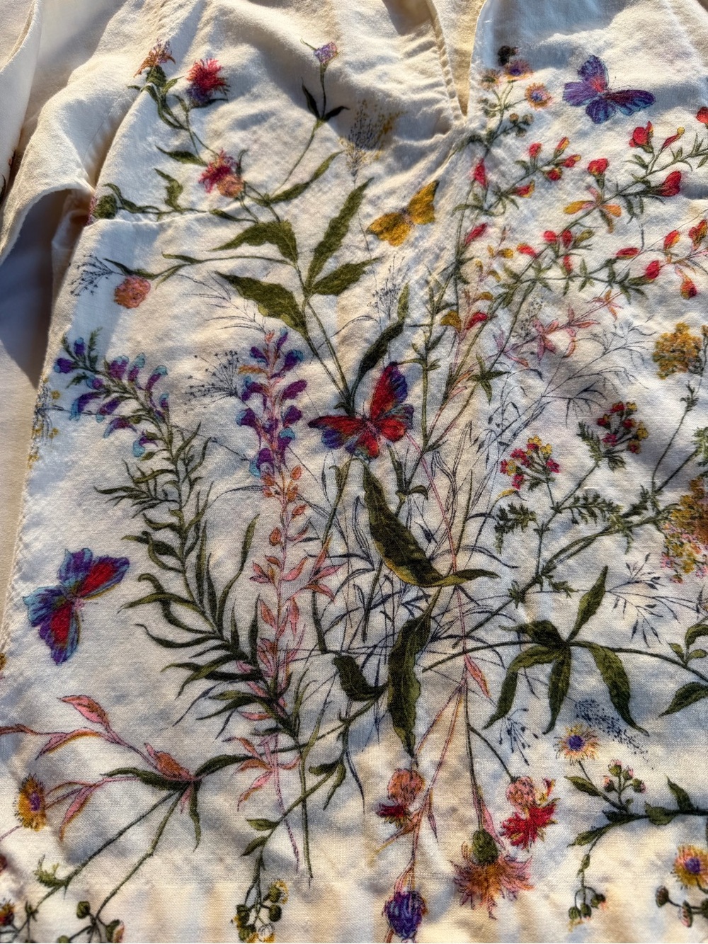 Vintage 60s Lady Hathaway Liberty of London 100% Wool Challis Butterfly Blouse - Picture 10 of 12